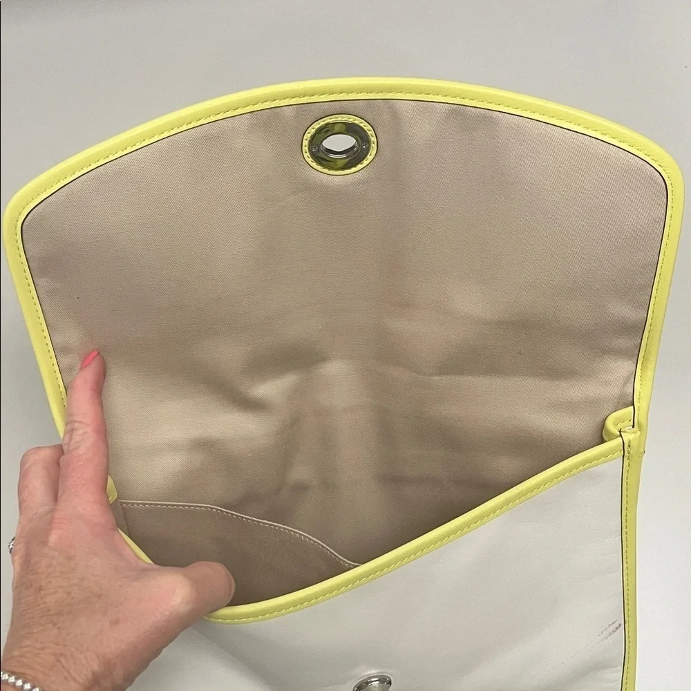 Coach White and Yellow Clutch / IPad bag